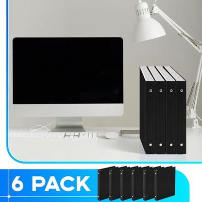 Henoyso 6 Pcs Plastic 1 Inch Mini 3 Ring Binders Fits 5.5" x 8.5" Paper, Holds(Capacity 200 Sheets), Flexible Three Round Rings Small Black A5 Binders Bulk for School, Office Use, Photo Album - color: Black, size: 1 Inch