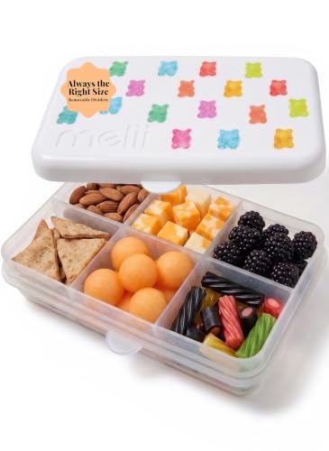 melii Snackle Box | 6-Compartment Divided Snack Container, BPA-Free Food Storage with Removable Dividers for School, Travel & On-the-Go Snacking (Gummy Bears) - color: Gummy Bears