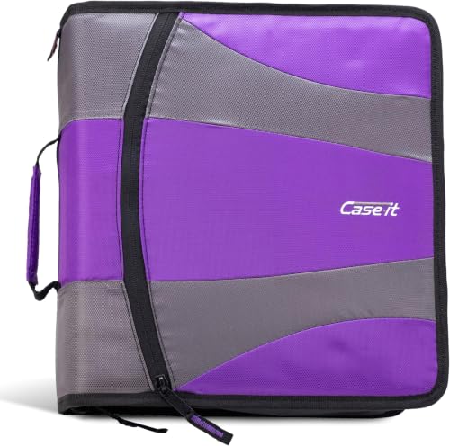 Case-it The Dual 2.0 2-in-1 Zipper BinderTwo 2-Inch D-Rings,700 Sheet Capacity,5-Subject Expanding File Folder,Multiple Pockets&Storage Organizer,Shoulder Strap Dual-301 Deep Purple(Pack of 6) - color: Deep Purple, size: 6 Pack