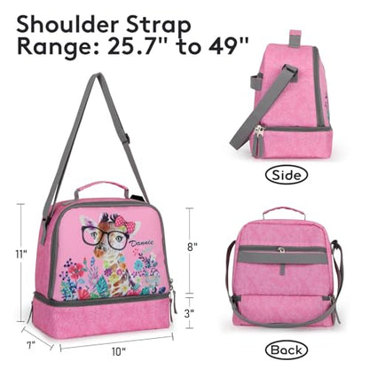 Tilami Rolling Backpack & Lunch bag for Kids 19 Inch Wheeled Bookbag for Boys & Girls for School & Travel,Giraffe pink - color: Giraffe Pink