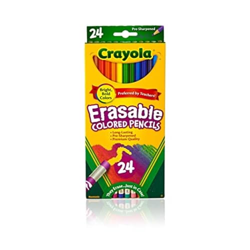 Crayola Erasable Colored Pencils (24ct), Kids Coloring Pencils for Coloring Books, Assorted Colors, Arts & Crafts Supplies, Gifts, Ages 6, 7, 8 - size: 24 Count (Pack of 1)