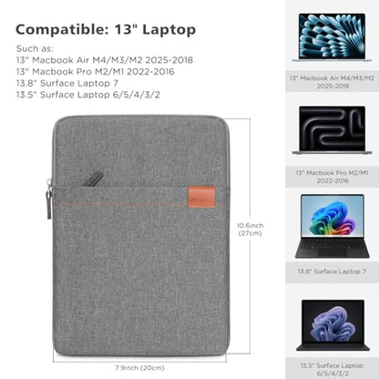 NIDOO 13 Inch Laptop Sleeve Case Protective Carrying Bag Computer Cover for 13.6" 13" MacBook Air/ 14" MacBook Pro/13 MacBook Neo/ThinkPad X13 L13 E14 L14 T14s/ Yoga 7/ ThinkBook 14/13.4" XPS 13 - color: Grey, size: 13 inch