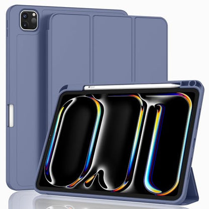 ZryXal iPad Pro 11 Inch Case (M5) 2025/ (M4) 2024 (Model: A2836/A2837/A3006), Trifold Stand Smart Cover with Pencil Holder and Soft TPU Back, Auto Wake/Sleep (Lavender) - color: Lavender