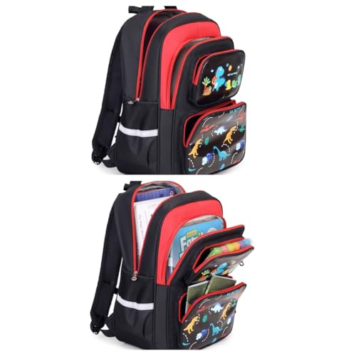 3-in-1 Kids Backpack with Insulated Lunch Bag and Pencil Case for Elementary Middle School, Lightweight, Colorful Prints, Waterproof Fabric, 17" Large Capacity - color: Multicolor