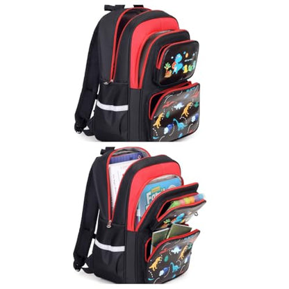 3-in-1 Kids Backpack with Insulated Lunch Bag and Pencil Case for Elementary Middle School, Lightweight, Colorful Prints, Waterproof Fabric, 17" Large Capacity - color: Multicolor