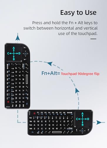 125 Mini Keyboard with Touchpad, 69 Keys USB Keyboard, Portable, Wireless Bluetooth, 3-in-1 Multifunction-100-RF for PC/Tablets/TV//Smartphones