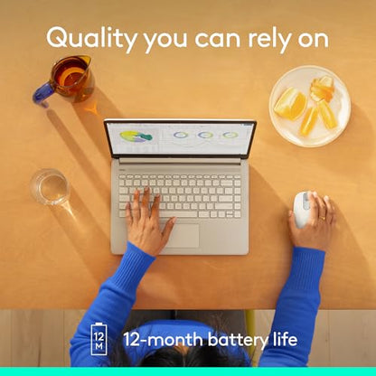 Logitech M196 Compact Ambidextrous Bluetooth Wireless Mouse - Off White | Bluetooth connectivity, no USB receiver, quiet clicks, 3 non-customizable buttons, 12-month battery life, PC Mac compatible - color: White