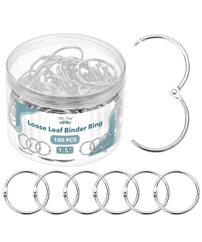 Mr. Pen- Loose Leaf Binder Ring, 1.5 Inch, 100 Pack | Metal Loose Leaf Binder Book Rings Bulk for Books and Index Cards, Scrapbook, Keychains, School, Home, Office, Silver - color: Silver, size: 1.5", 100 Pack
