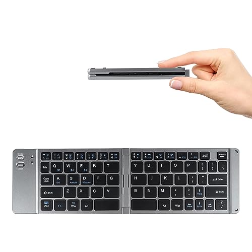 Foldable Bluetooth Keyboard Portable Ultra Slim Multi Device Mini Wireless Keyboards 66 Keys Pocket Size Rechargeable Keyboards Tri-Mode Cordless Keyboard for Laptop Tablet PC Windows iOS Android Gray - color: Gray