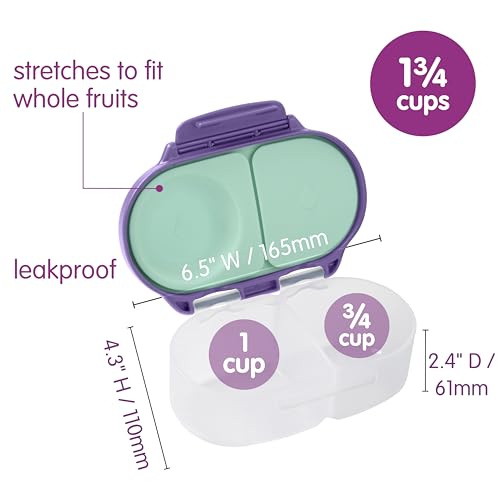 b.box Lunch Box Kids 2-pack, Mini Lunch Box + Snack Containers for Kids | 4.25 + 1.75 Cup Bento Box for Kids, Snack Box, Lunch Containers, Leak Proof, Dishwasher Safe, BPA Free, PFAS Free, Ages 4m+ - color: Lilac Pop