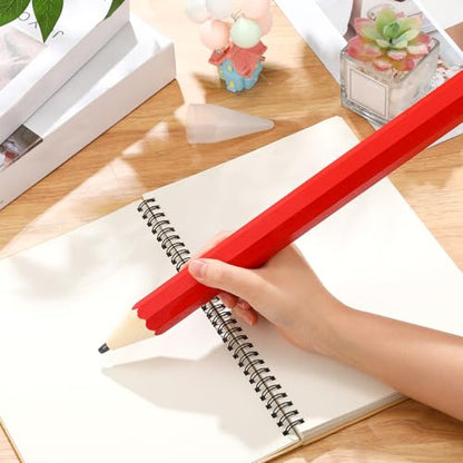 16 Inch Wooden Large Jumbo Pencils Giant Big Funny Wood Pencil with Cap and Eraser Fun Novelty Gifts for Kids School Kindergarten Home Office Prop Supplies(Red) - color: Red