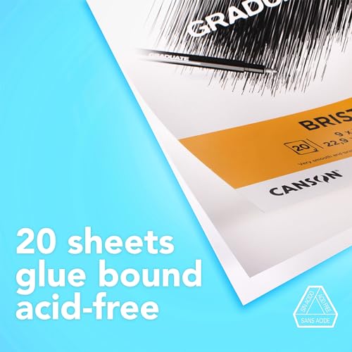 Canson Graduate Bristol Pad, Foldover, 5.5x8.5 inch, 20 Sheets | Artist Paper for Adults and Students - Drawing, Sketching, Markers and Art Journaling - size: 5.5x8.5 inch