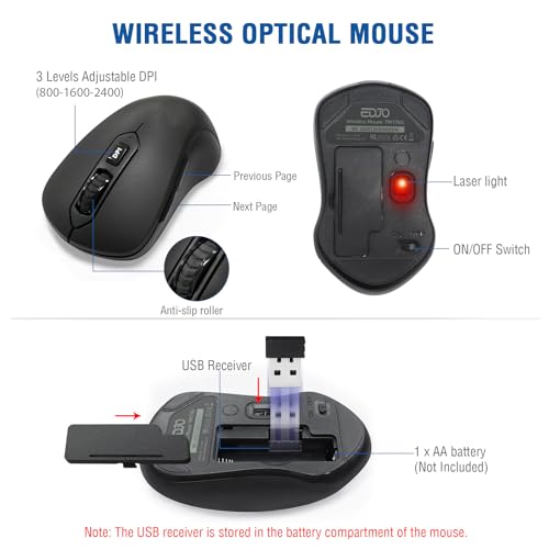 Wireless Keyboard and Mouse Combo, EDJO 2.4G Full-Sized Ergonomic Computer Keyboard with Wrist Rest and 3 Level DPI Adjustable Wireless Mouse for Windows, Mac OS Desktop/Laptop/PC(2 Pack) - color: 2 Pack