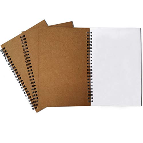 Twinkle Spiral Journal, 3Pack Spiral Notebooks, Thick Blank Paper 120 Pages Sketchbook, Notepad&Daily Planners (Khaki) - color: Khaki