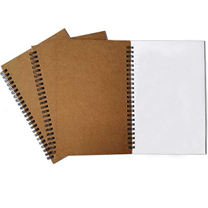 Twinkle Spiral Journal, 3Pack Spiral Notebooks, Thick Blank Paper 120 Pages Sketchbook, Notepad&Daily Planners (Khaki) - color: Khaki