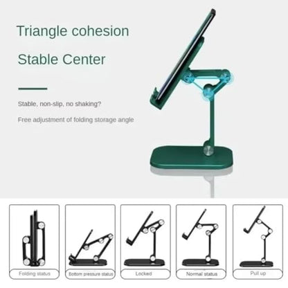 Foldable Height Adjustable Phone Tablet Stand Multi-Angle Portable Desktop Holder EVA Pad for Lazy Watching Office (White) - color: WHITE