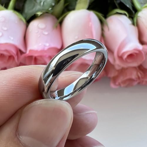 TUTISS 3mm 4mm 5mm 6mm 7mm 8mm 10mm Silver/Gold Tungsten Rings for Men Women Couple Fashion Jewelry Engagement Wedding Bands Domed Polished Comfort Fit - color: 4mm Tungsten