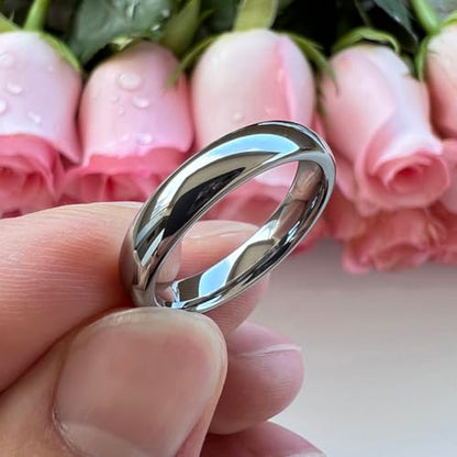 TUTISS 3mm 4mm 5mm 6mm 7mm 8mm 10mm Silver/Gold Tungsten Rings for Men Women Couple Fashion Jewelry Engagement Wedding Bands Domed Polished Comfort Fit - color: 4mm Tungsten