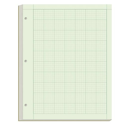 Yaridar Engineering Notebooks - 50 Sheets/100 Pages Graph Paper, 5 x 5 Graph Rule on Back, 3-Hole Engineering Computation Pad, 100 Gsm Green Tint Paper, 8-1/2" x 11" - size: 1-Pack, style: 3-Hole