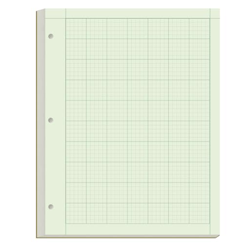 Yaridar Engineering Notebooks - 50 Sheets/100 Pages Graph Paper, 5 x 5 Graph Rule on Back, 3-Hole Engineering Computation Pad, 100 Gsm Green Tint Paper, 8-1/2" x 11" - size: 1-Pack, style: 3-Hole
