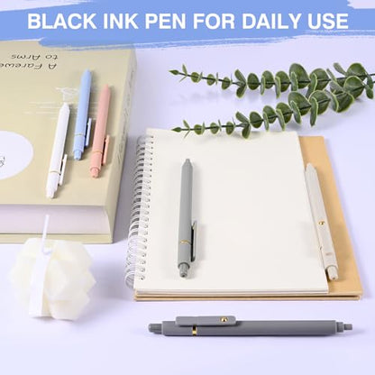 Gel Pens, 6 Pack 0.5mm Fine Point Pen Black Ink with 6 Refills, Quick Dry & No Smear, Smooth Writing Pens for Journaling, School, Aesthetic Office Supplies, Nurse Pens - color: 0.5mm Morandi-Black Ink