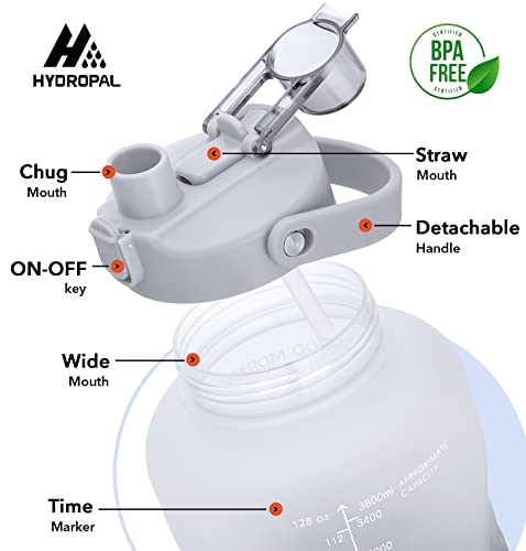 HydroPal 1 Gallon Water Bottles with Straw, 128 oz Water Bottle BPA Free Innovative 2-IN-1 Lid Gym Bottle with Times to Drink Motivational, Large for Sports Fitness Camping Water Jug （13.8X5.5 inch） - color: Moonlit Asteroid