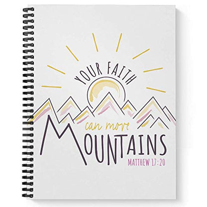 Gotcha Covered Notebooks Softcover Faith Moves Mountains 8.5" x 11" Religious Spiral Notebook/Journal, 120 College Ruled Pages, Durable Gloss Laminated Cover, Black Wire-o Spiral. Made in the USA - color: Faith Moves Mountains
