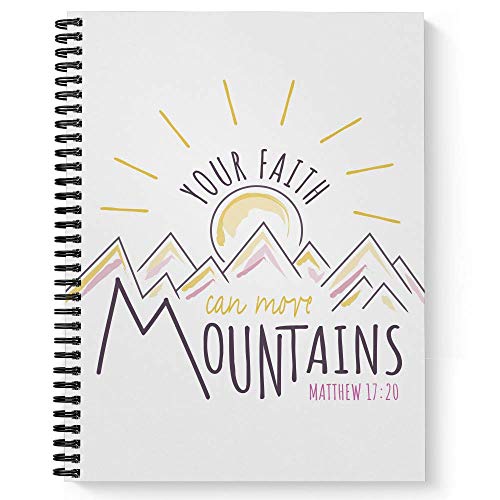Gotcha Covered Notebooks Softcover Faith Moves Mountains 8.5" x 11" Religious Spiral Notebook/Journal, 120 College Ruled Pages, Durable Gloss Laminated Cover, Black Wire-o Spiral. Made in the USA - color: Faith Moves Mountains