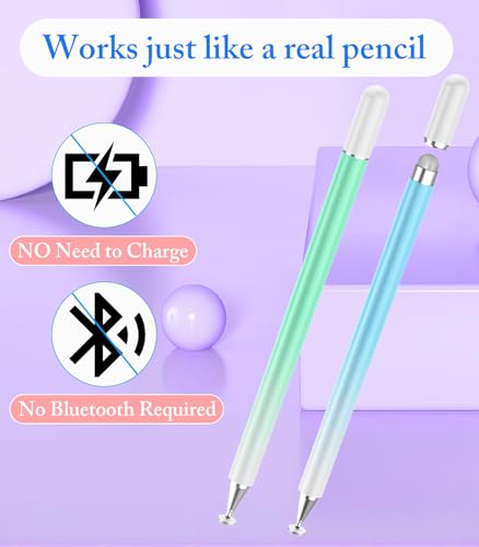 Stylus Pen for Touchscreen, Kenkor 2 in 1 Active iPad Pencil High Sensitivity & Precision, Stylus Pen for Nintendo Switch 2/iPhone/iPad/Samsung/Galaxy/Huawei/Surface, All Touch Screens - Blue+Green - color: Green+Blue