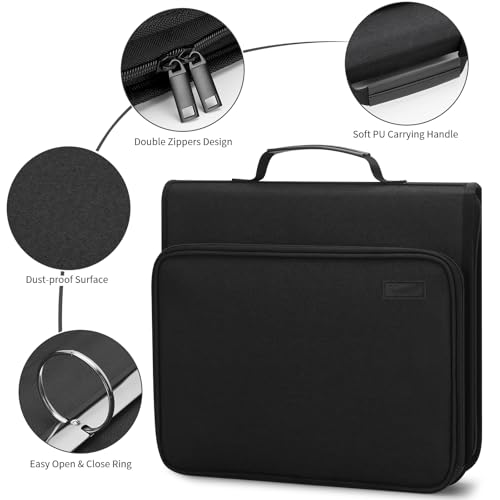 Uquelic Accordion File Organizer Binder with Multi-Pockets, 13 Pockets | Expanding Folders with Handle and Labels, Portable Home Travel Safe Storage for Letter A4 Files and More (Black)