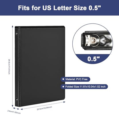 0.5-1-Inch 3-Ring-Binder with Pockets, Basic Binders 1-inch View Round Binders Holds US Letter Size 8.5'' x 11'' - Bundle Packs Perfect for Home, Office, and School (0.5'' - Black -12 Packs) - size: 0.5'' - Black -12 Packs