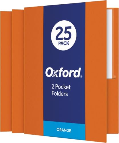 Oxford Twin-Pocket Folders,Textured Paper,Letter Size,Orange,Holds 100 Sheets (57510EE) 25 Count (Pack of 5) - color: Orange, size: 25 Count (Pack of 5)
