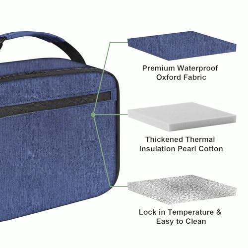 Kids Lunch Box for Boys Girls Lunch Bag Insulated Durable Lunchbox Children Lunch Tote Bag for School Dark Blue - color: Dark Blue