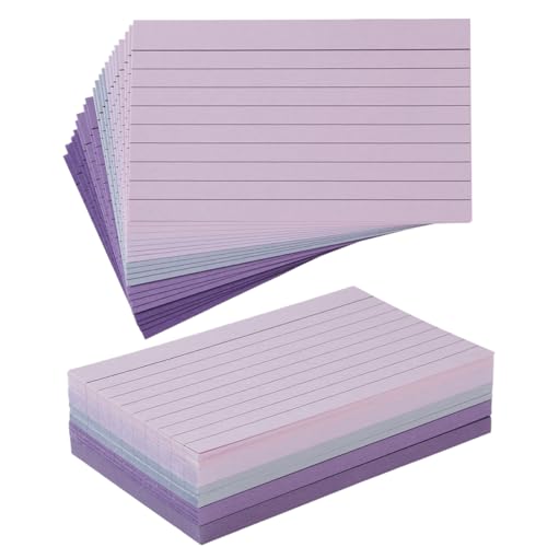 100 Sheets 3x5 Colored Ruled Note Cards Index Cards, 5 Purple | 250 GSM Heavy Flashcards for To Do List Cards, Accounting - color: 5 Purple, size: 3x5