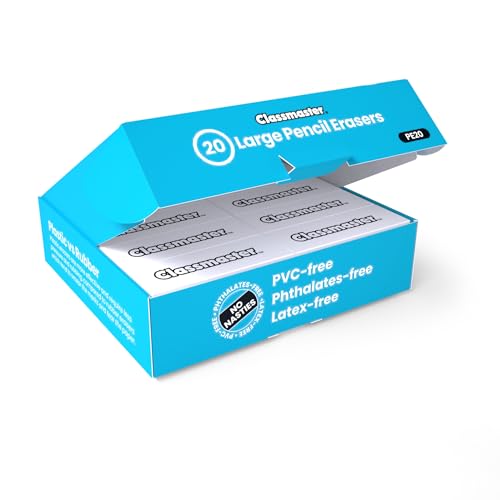 Classmaster Large Plastic Pencil Erasers 20-Pieces