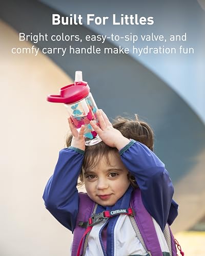 CamelBak Eddy+ Kids Water Bottle with Bite Valve Straw, Leak‑Resistant Easy‑Sip Design for Everyday Hydration, 14oz, Hip Dinos
