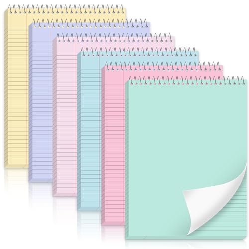 gisgfim 6 Pcs Pastel Top Bound Spiral Notebooks 8.5" x 11" College Ruled Aesthetic Legal Pad Top Spiral Steno Pads Colored Paper Assorted Covers Spiral Notebook for Writing School Office Supplies - color: Pastel