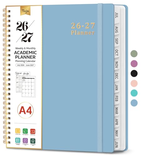 Planner 2026-2027, 8.5" x 11" Weekly and Monthly Academic Year Planner Calendar, July 2026 - June 2027, Hardcover Large School Planning Agenda With Tabs, Perfect for School & Office Supplies, A4, Baby Blue - color: G-Baby Blue, size: A4(8.5"x11")