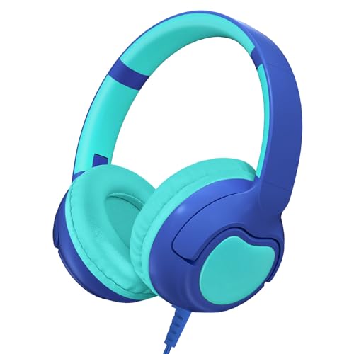 ZIHNIC Wired Kids Headphones, Safe 85dB Volume Limit for Boys & Girls, Comfortable Earpads, Foldable Design for School, Tablets, and Travel-Blue - color: R2-BLUE