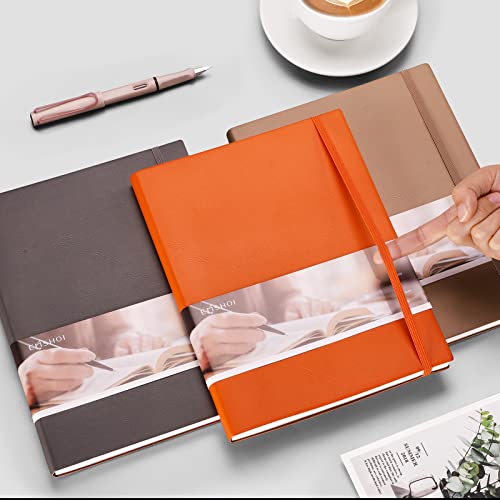 EMSHOI Dotted Journal Notebook, 192 Numbered Pages, B5 Size (7.5'' x 10'') | 100 GSM Thick Paper, Leather Softcover, Dot Grid, for Journaling, Planning, Tracking & Sketching (Khaki) - color: Khaki, style: Dotted