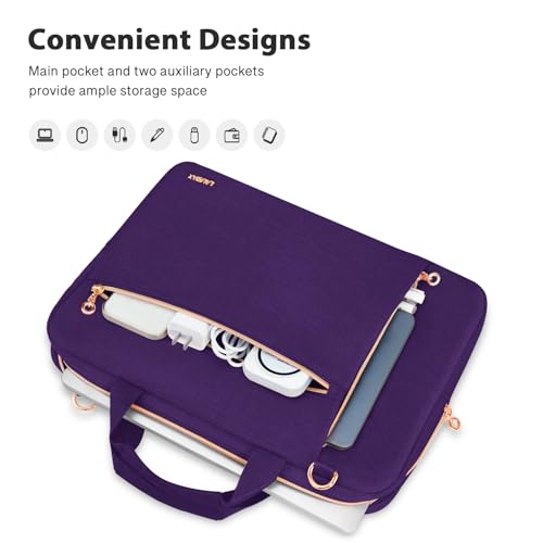 Laptop Case Bag Women Men Computer Sleeve Compatible with MacBook/Dell/HP/Acer/ASUS/LG, Waterproof Shoulder Carrying Briefcase, Violet, 14-14.5 Inch - color: Violet, size: 14 inch