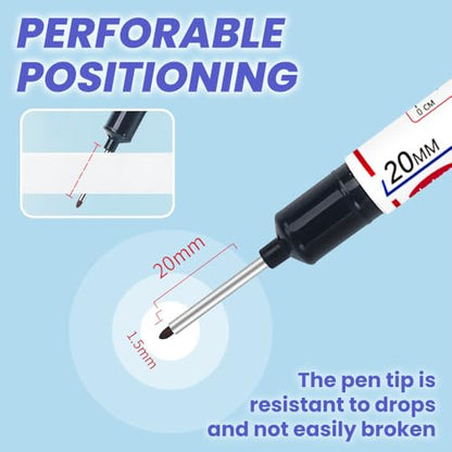 5PCS Long Head Deep Hole Marker Pens, 20mm Deep Reach Markers, Waterproof Construction Markers Marking Tool, Long Nose Marker, Permanent Markers Carpenter Ink Marker Pens, Metal Marking Pen (A-10PC) - color: A-10PC