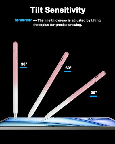 Stylus Pen for iPad 2018-2026, 2X Fast Charge Active Pencil with Palm Rejection & Tilt Sensitivity, Compatible with Apple iPad 11(A16)/10/9/8/7/6, i-Pad Pro M5/M4/12.9"/11", Air M3/M2/5/4/3, Mini 6/5 - color: Gradient Pink