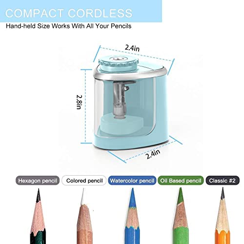 Aogwat Pencil Sharpener Electric Pencil Sharpener for Kids, Blade to Fast Sharpen, Suitable for No.2/School/Classroom/Office/Home (Blue) - color: Blue