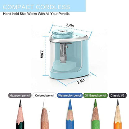 Aogwat Pencil Sharpener Electric Pencil Sharpener for Kids, Blade to Fast Sharpen, Suitable for No.2/School/Classroom/Office/Home (Blue) - color: Blue