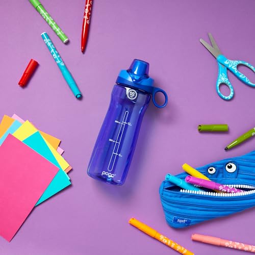 Pogo BPA-Free Tritan Plastic Water Bottle with Soft Straw Lid, 18 Oz, Blue - color: Blue