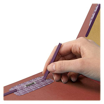 Smead 100% Recycled End Tab Pressboard Classification File Folder with SafeSHIELD Fasteners, 2 Dividers, 2" Expansion, Letter Size, Red, 10 per Box (26860) - color: Red, style: 2 Dividers