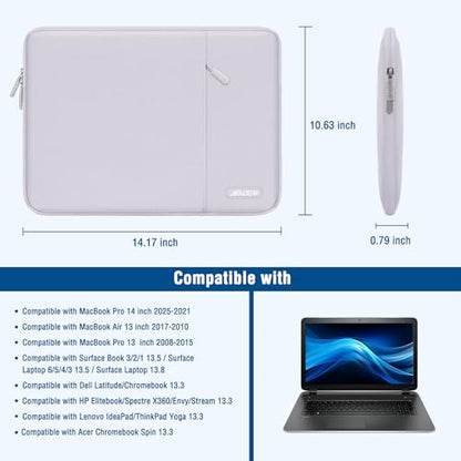 MOSISO Laptop Case 13.3 inch, 13-13.3 inch Laptop Sleeve Compatible with MacBook Air/Pro 13/Pro 14 M5 M4 M3 M2 M1, HP Dell ASUS Lenovo,Polyester Vertical Computer Sleeve Bag with Pocket, Dusty Lilac - color: Dusty Lilac, size: 13.3 inch