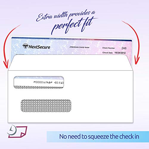 NextDayLabels #8 Double Window Check Envelopes - 100 Pack Ready-Seal Business Envelopes with Security Tint - Self-Sealing Envelopes with Window for Laser Printed Checks - Made in USA - size: #8 Envelope-100 Pack
