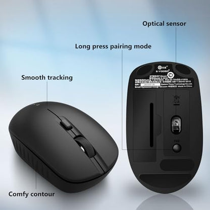 E-YOOSO Wireless Bluetooth Mouse, Compact Mini Portable Ambidextrous Computer Mouse, Smooth Tracking & 5 Adjustable DPI up to 4000 for PC, Laptop, iPad, MacBook & Apple Devices (Black)